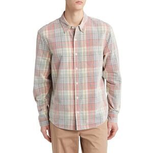 Wax London Shelly Plaid Corduroy Button-Up Shirt Pink/Sage Sz XL